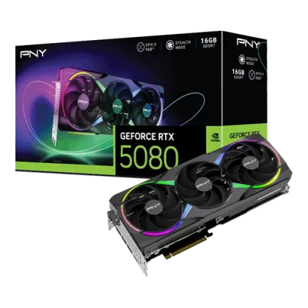 PNY GeForce RTX 5080 16GB GDDR7 ARGB EPIC-X RGB Overclocked Triple Fan Graphics Card
